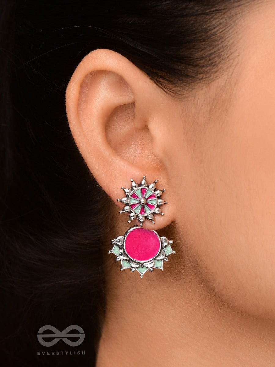 The Rosy Reefs - Statement Enamelled Oxidised Ear Jackets