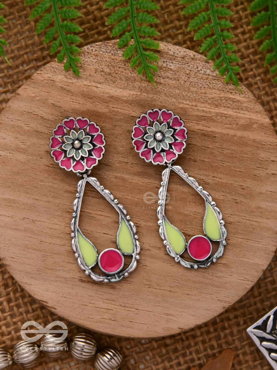 Enchanted Garden Wings - Statement Enamelled Oxidised Ear Jackets