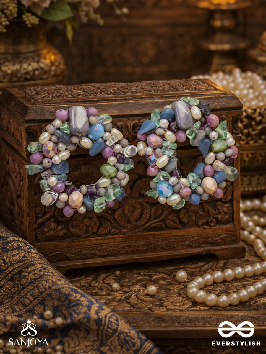 Vilohita - The Lilac Luxury- Beads Hand Embroidered Earrings