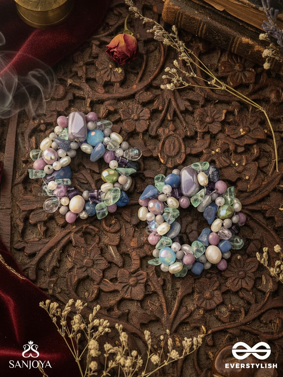 Vilohita - The Lilac Luxury- Beads Hand Embroidered Earrings