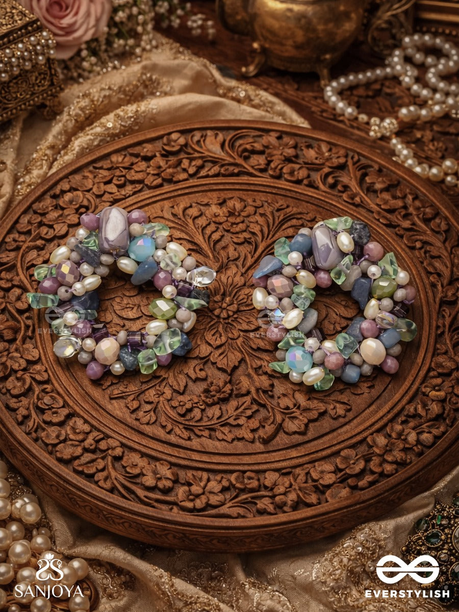 Vilohita - The Lilac Luxury- Beads Hand Embroidered Earrings