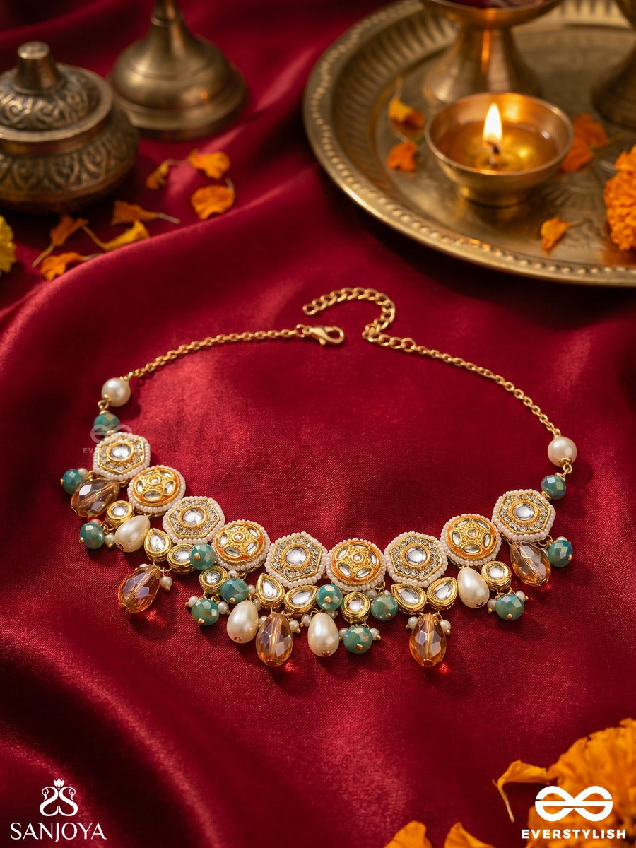 Vesht - The Dreamy Skies - Beads, Polki And Kundan Finished Hand Embroidered Neckpiece