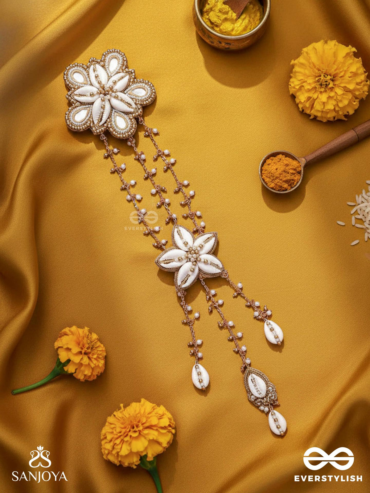 Maayin - The Magical Inflorescence - Shells, Mirrors And Beads Hand Embroidered Hair Accessory