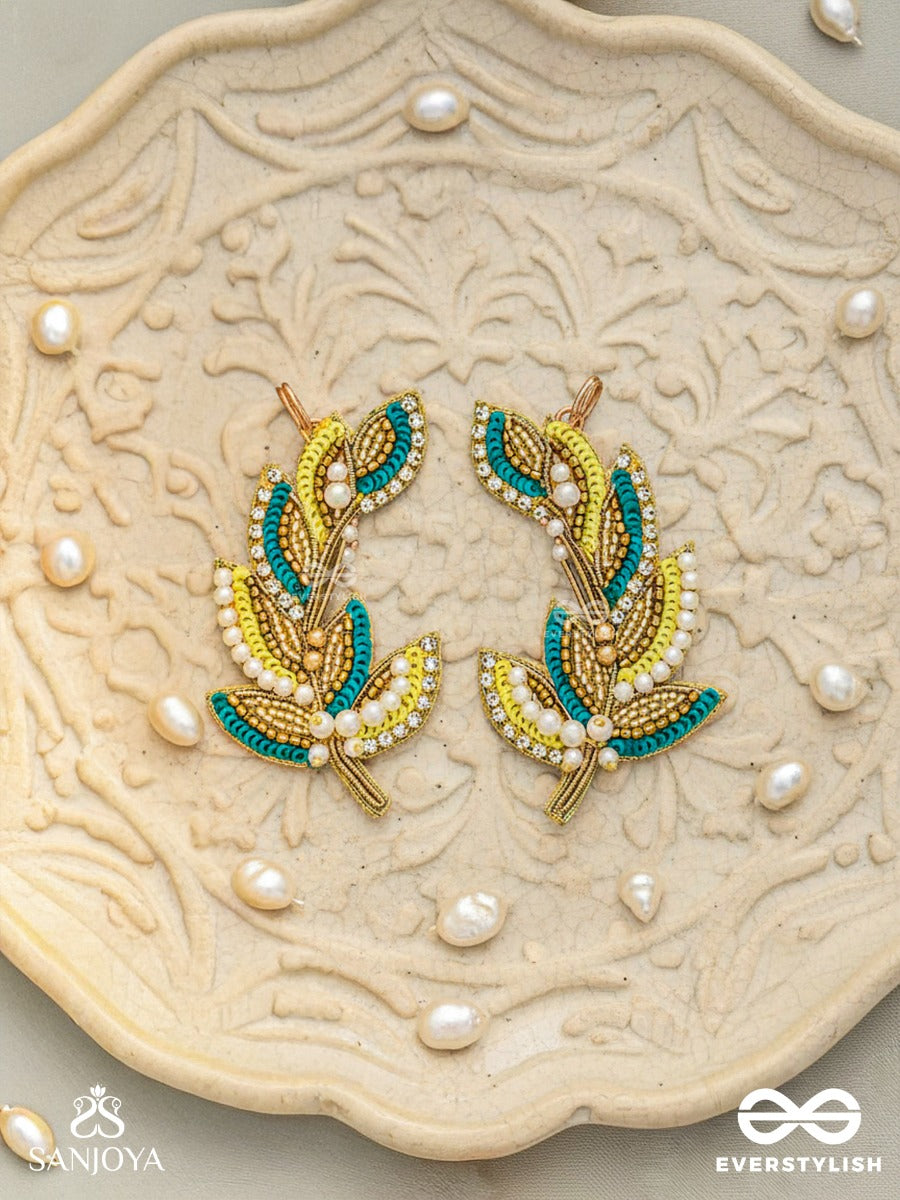 Parnin - The Embellished Feathers - Beads, Sequins And Cutdana Hand Embroidered Earrings