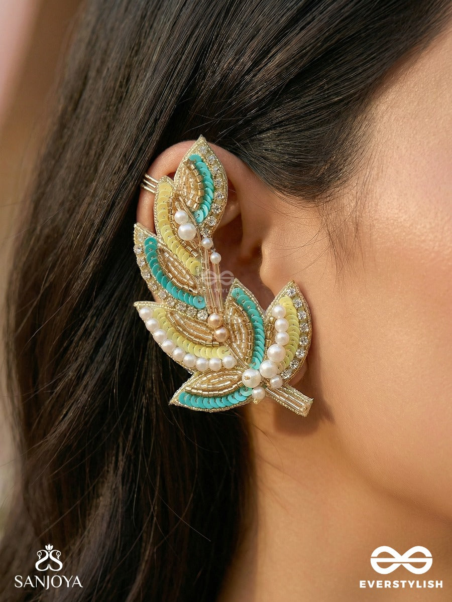 Parnin - The Embellished Feathers - Beads, Sequins And Cutdana Hand Embroidered Earrings