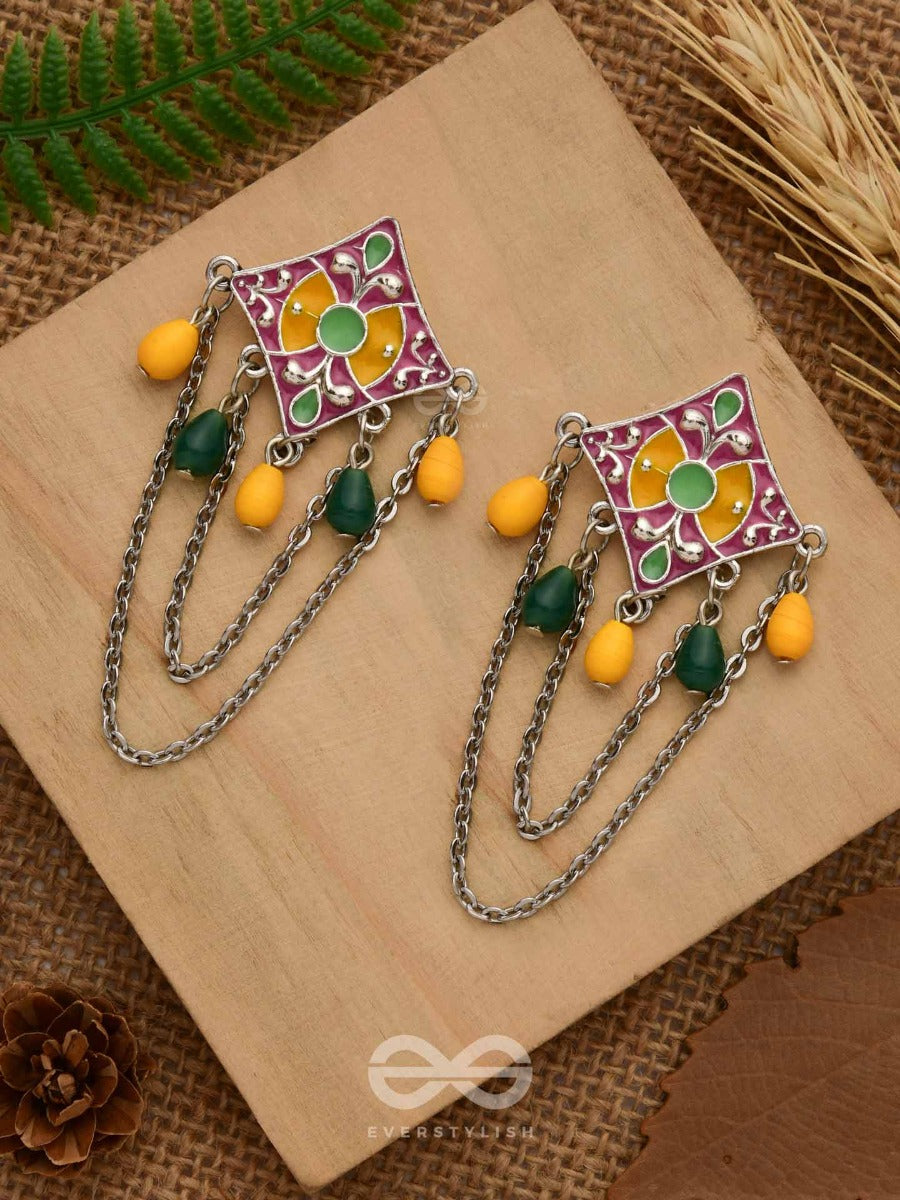 The Countryside Charms - Enamelled Oxidised Jodhpuri Jhumkas