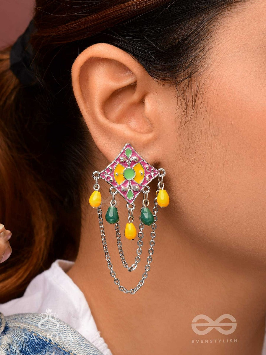 The Countryside Charms - Enamelled Oxidised Jodhpuri Jhumkas