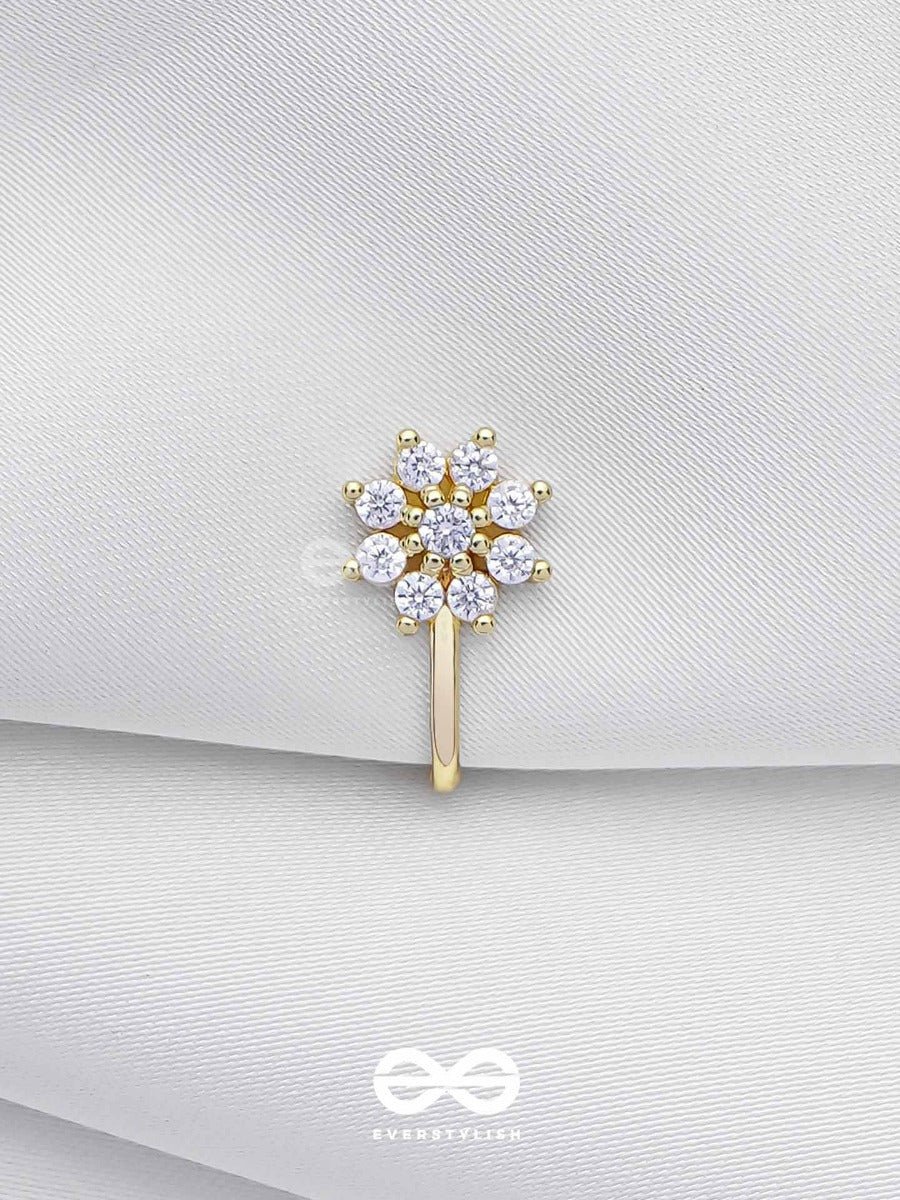 The Gorgeous Bloom - Golden Cubic Zirconia Nosering (Non-Piercing)