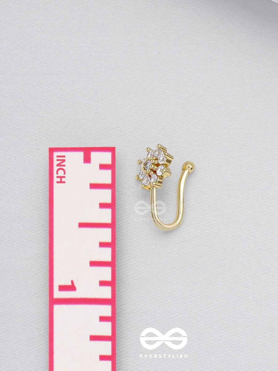 The Gorgeous Bloom - Golden Cubic Zirconia Nosering (Non-Piercing)
