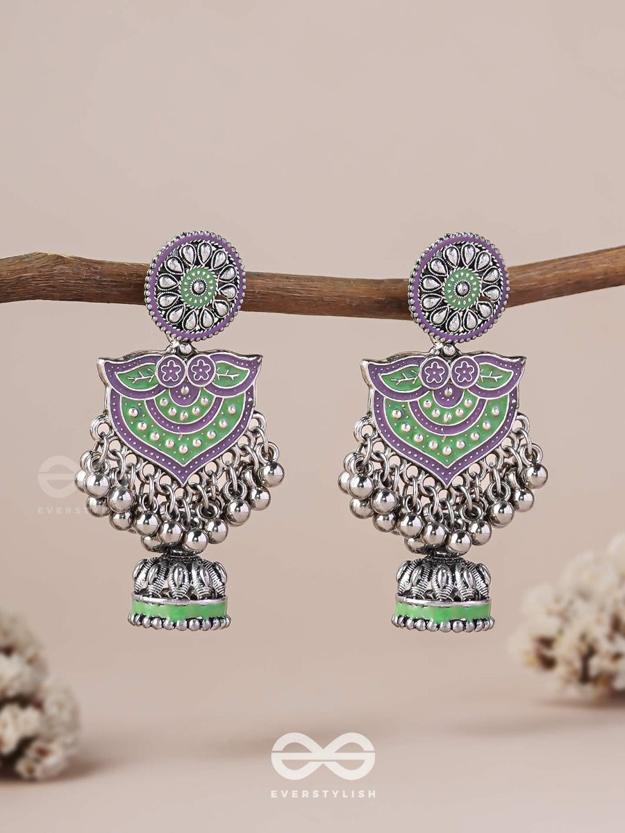 The Forest Lake- Enamelled Oxidised Earrings