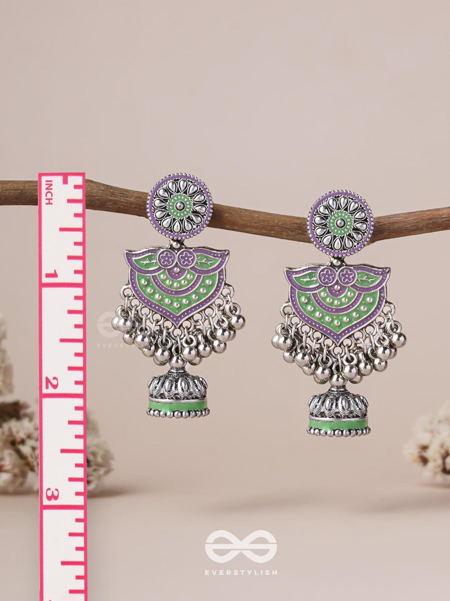 The Forest Lake- Enamelled Oxidised Earrings