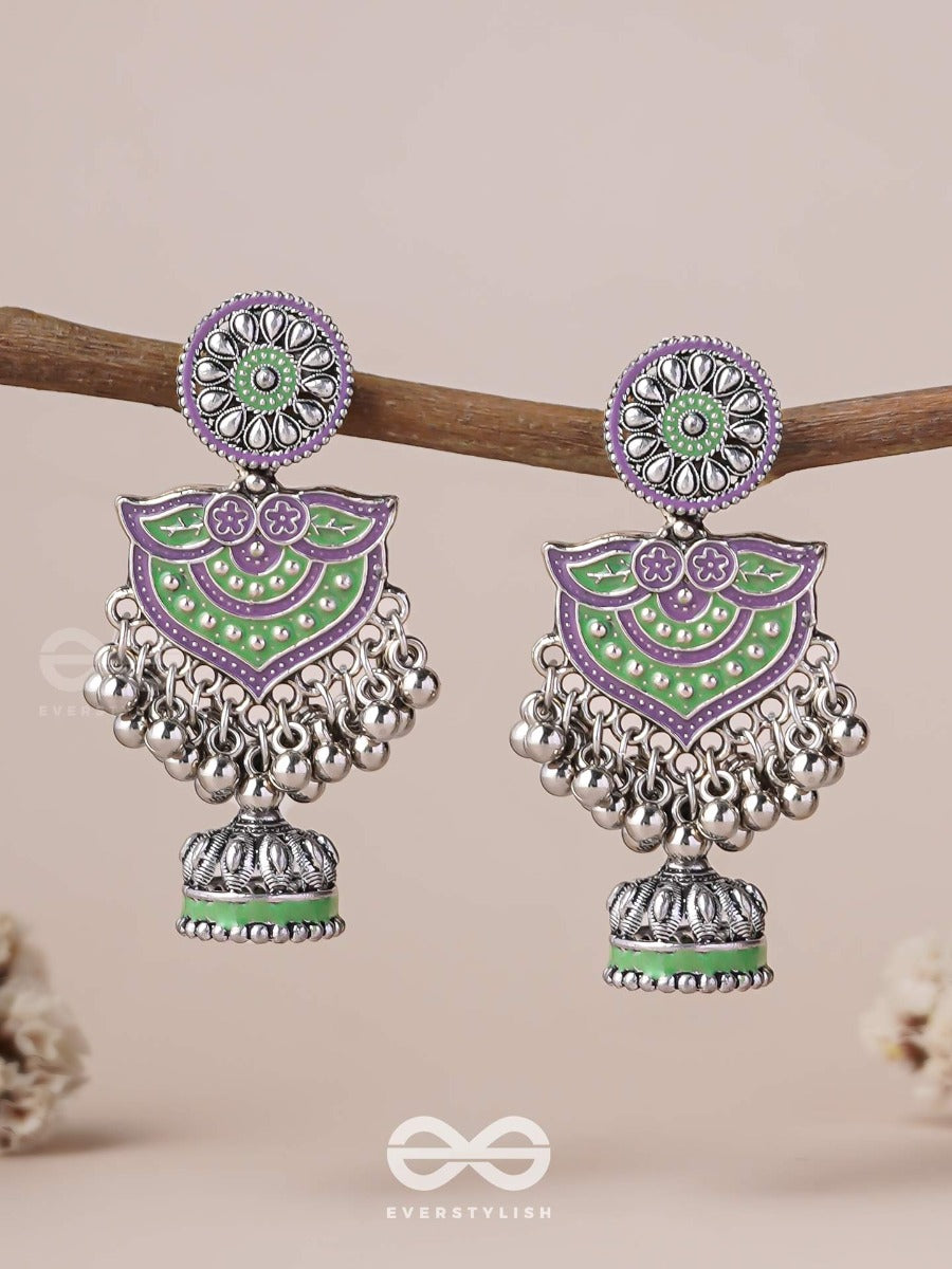 The Forest Lake- Enamelled Oxidised Earrings