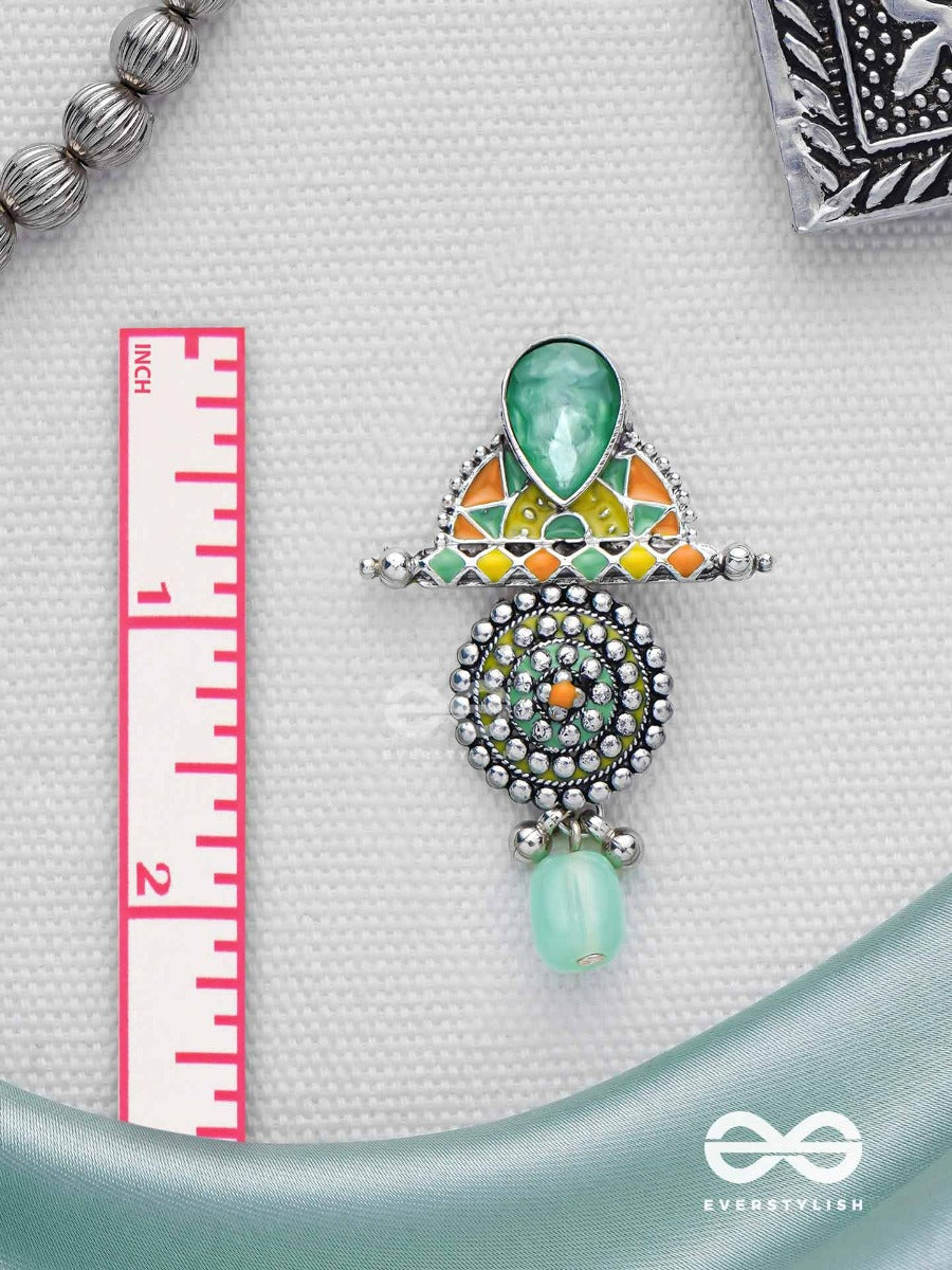 The Warm Shades - Stone Enamelled Oxidised Jodhpuri Jhumkas