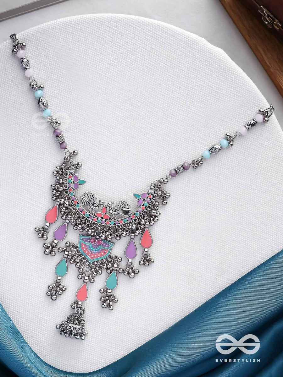 The Peacock Union - Enamelled Oxidised Neckpiece