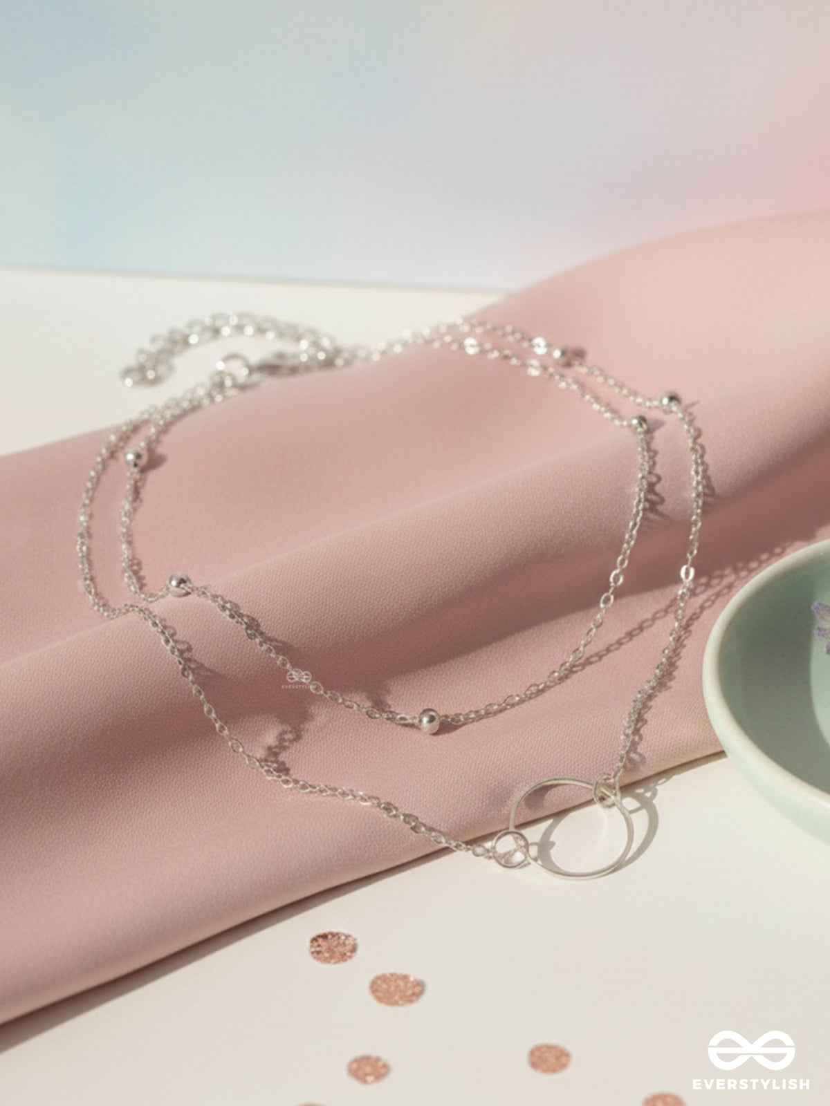 The Lavish Layers Of Elegance - Silver Multilayered Neckpiece With Anti-Tarnish Coating