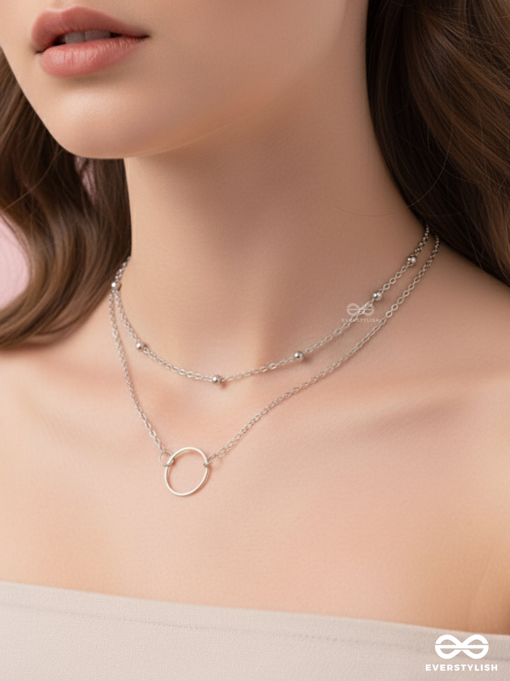 The Lavish Layers Of Elegance - Silver Multilayered Neckpiece With Anti-Tarnish Coating