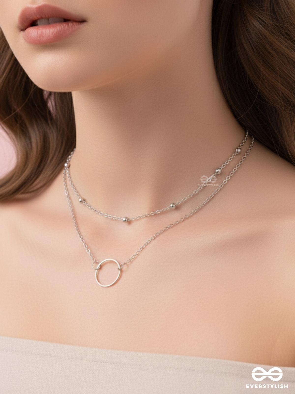 The Lavish Layers Of Elegance - Silver Multilayered Neckpiece With Anti-Tarnish Coating
