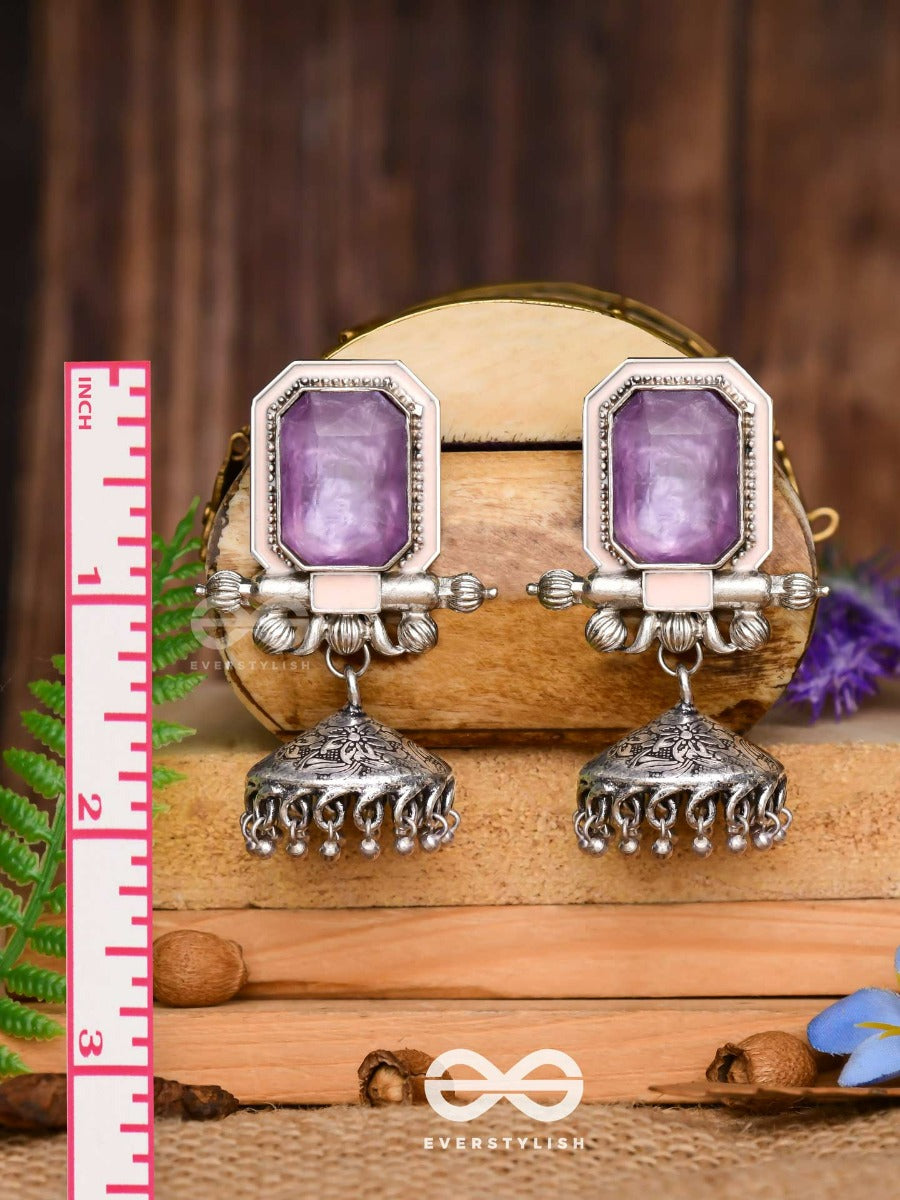 The Divine Midnight - Stone Enamelled Oxidised Earrings