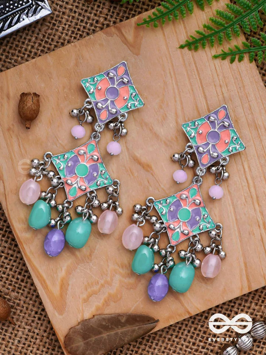 The Pastel Delights - Enamelled Oxidised Jodhpuri Jhumkas
