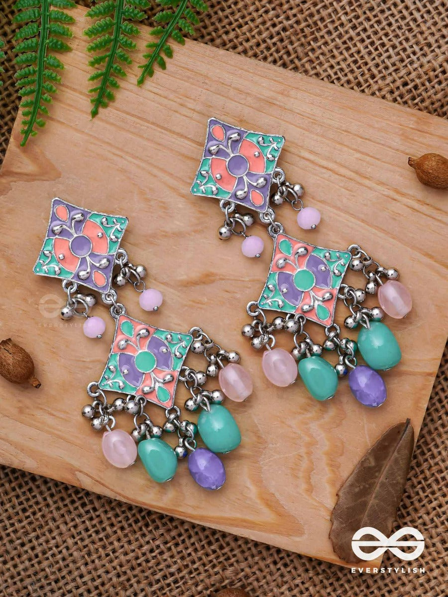 The Pastel Delights - Enamelled Oxidised Jodhpuri Jhumkas