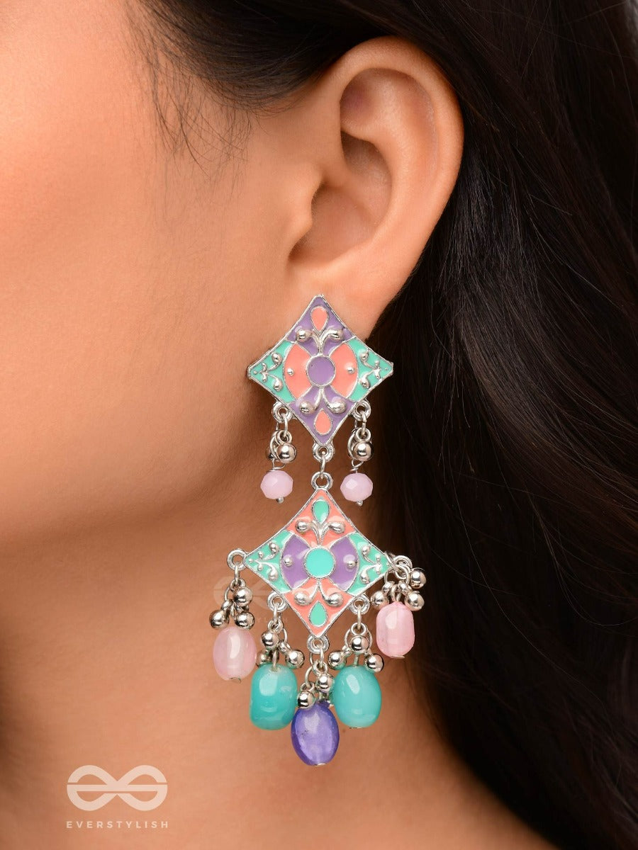 The Pastel Delights - Enamelled Oxidised Jodhpuri Jhumkas