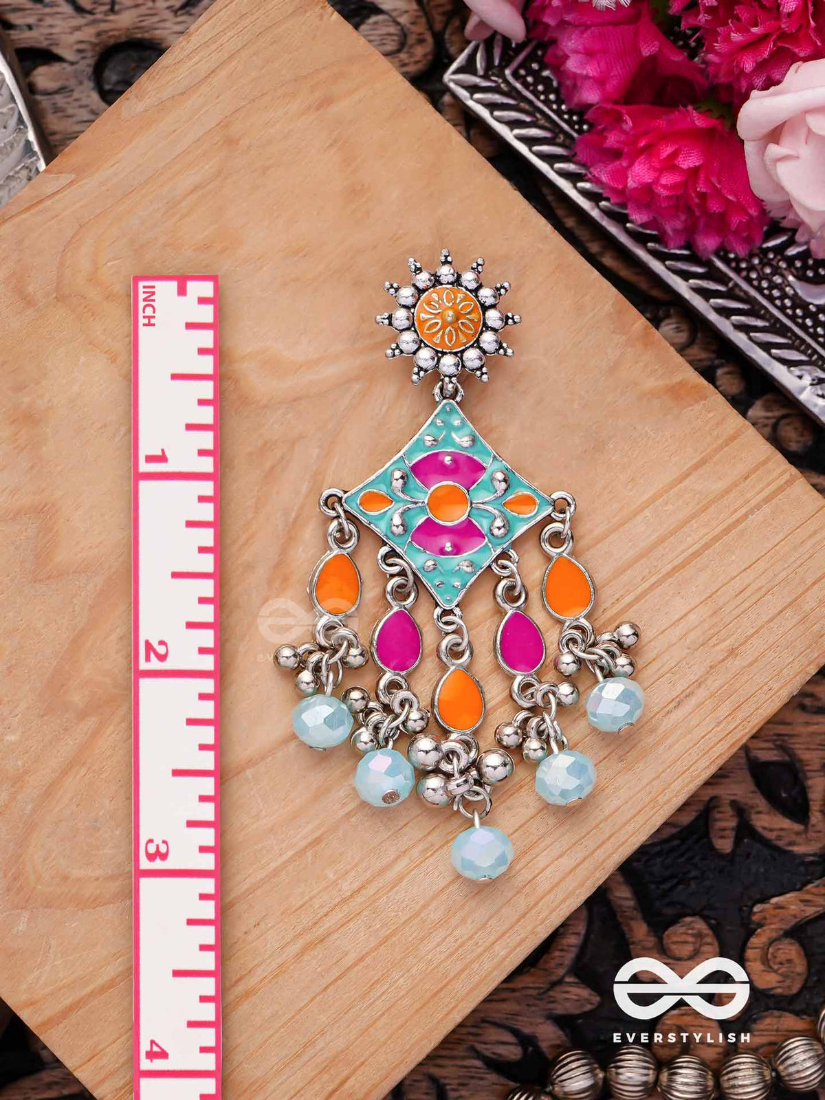 The Bright Merries - Enamelled Oxidised Jodhpuri Jhumkas