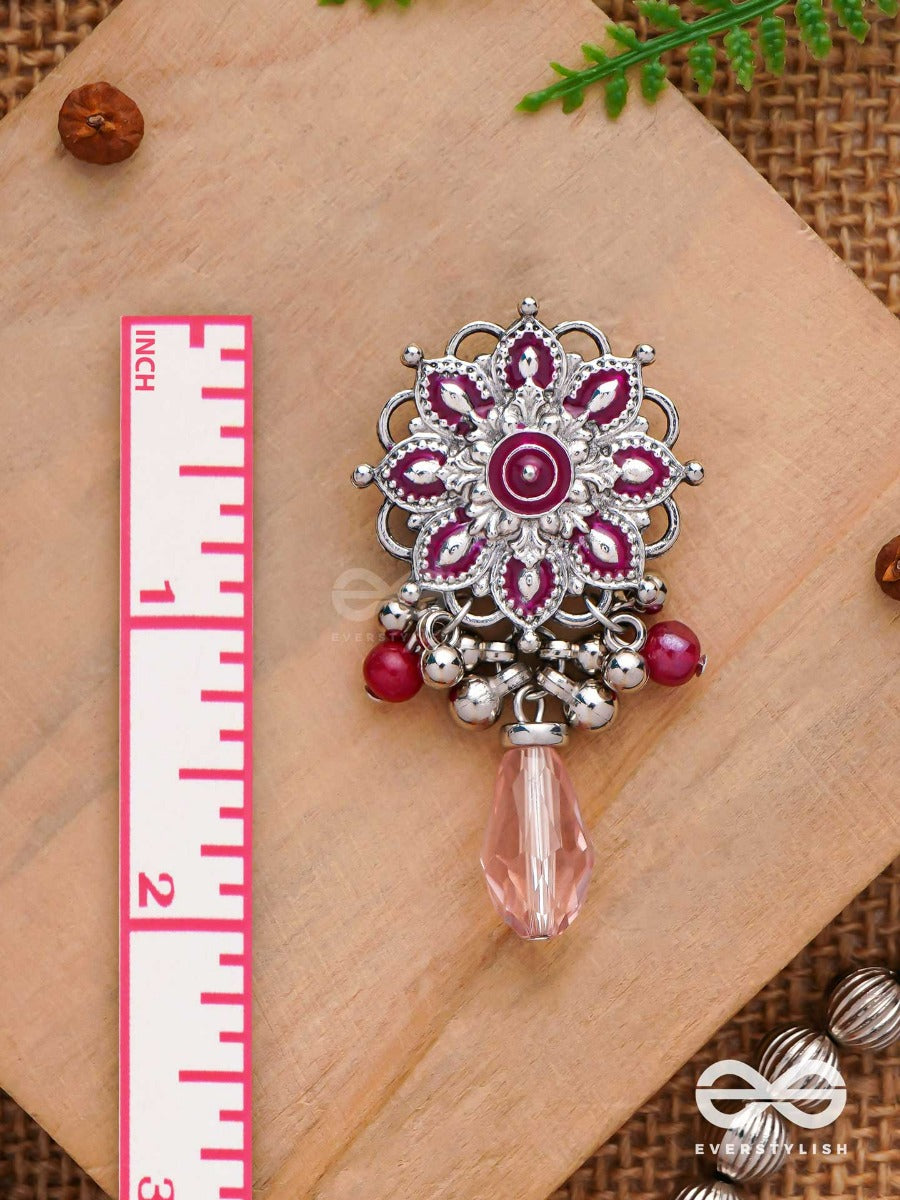 The Rosy Intricacy - Enamelled Oxidised Jodhpuri Jhumkas