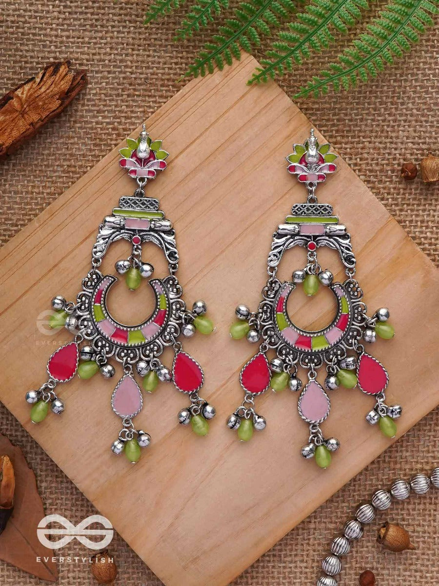 The Brilliant Paradise - Enamelled Oxidised Jodhpuri Jhumkas