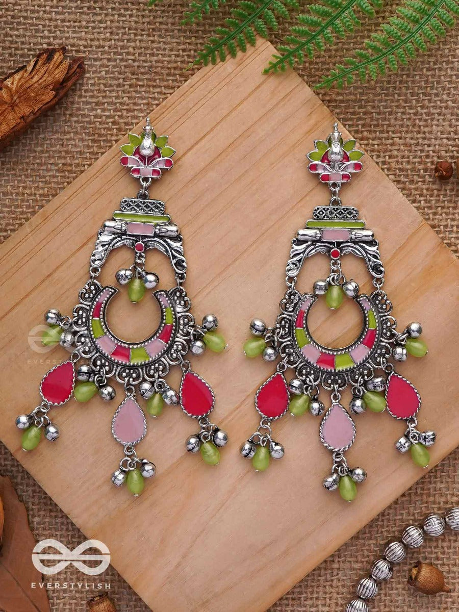 The Brilliant Paradise - Enamelled Oxidised Jodhpuri Jhumkas