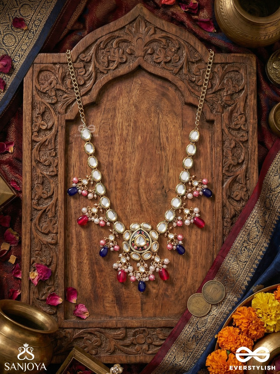 Vyomshila - Sky Essence - Elegant Necklace With Embellished Centre And Multi-Stone Accents