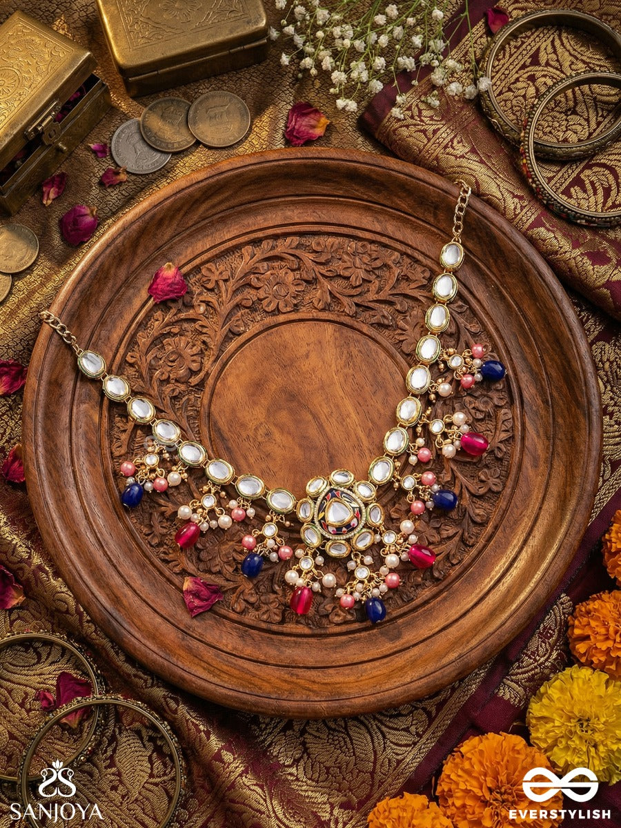 Vyomshila - Sky Essence - Elegant Necklace With Embellished Centre And Multi-Stone Accents