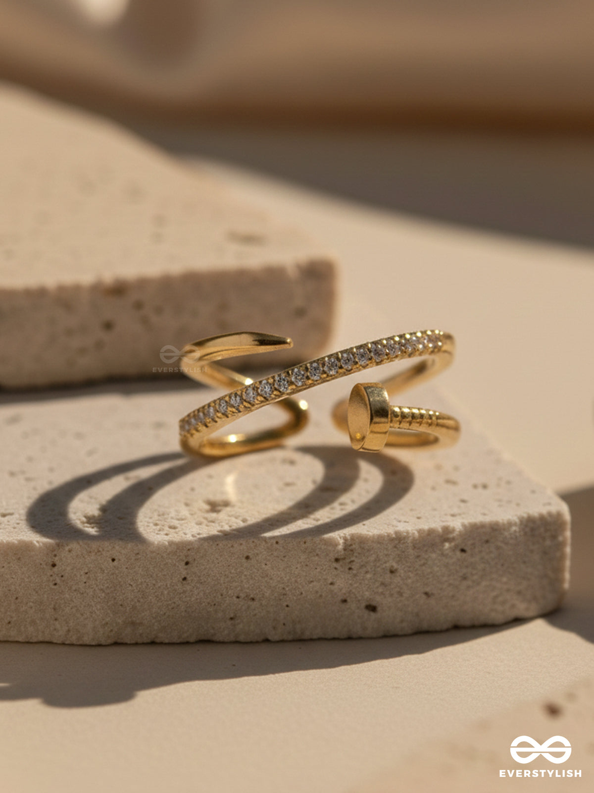 The Medusa's Crown - Cubic Zirconia Golden Ring (Adjustable)