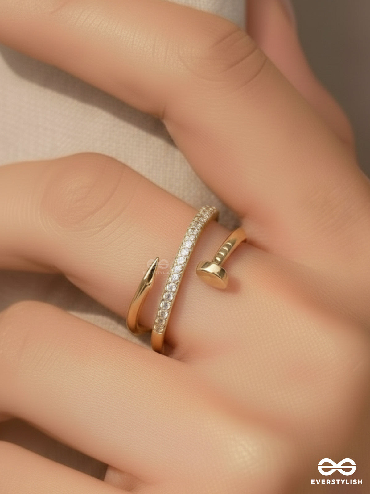 The Medusa's Crown - Cubic Zirconia Golden Ring (Adjustable)