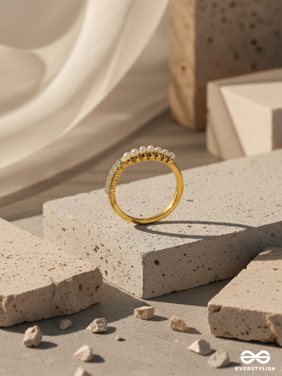The Spark Of Love - Golden Cubic Zirconia Ring (Adjustable)