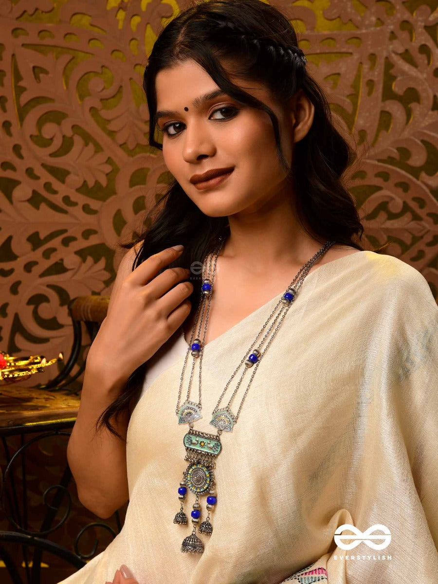 Oxi Radiance - Oxidized Necklace With Blue And Green Enamel Work