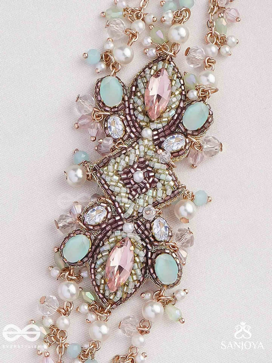 Manisutram-String Of Gems-Regal Bracelet Featuring Pastel Stones & Beads.