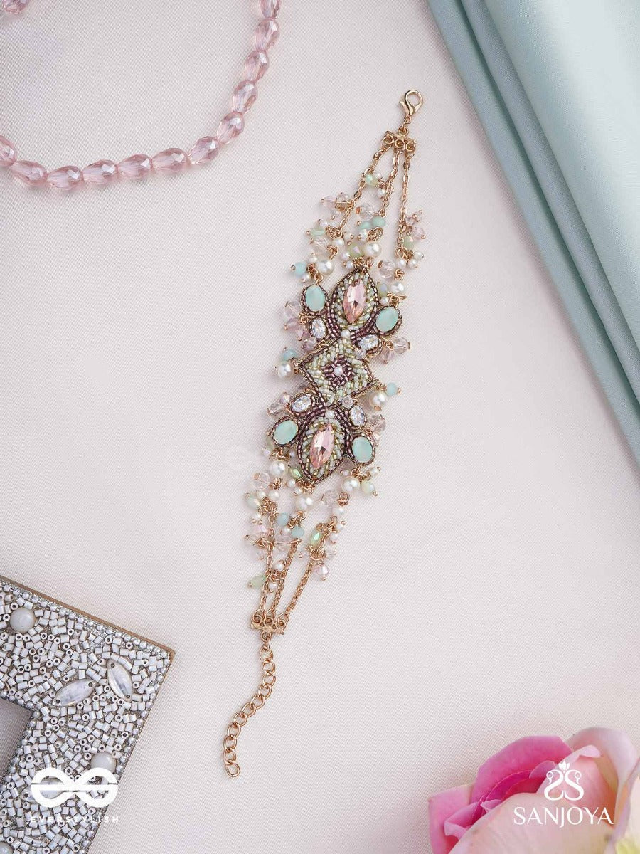 Manisutram-String Of Gems-Regal Bracelet Featuring Pastel Stones & Beads.