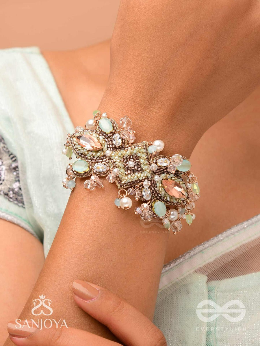 Manisutram-String Of Gems-Regal Bracelet Featuring Pastel Stones & Beads.
