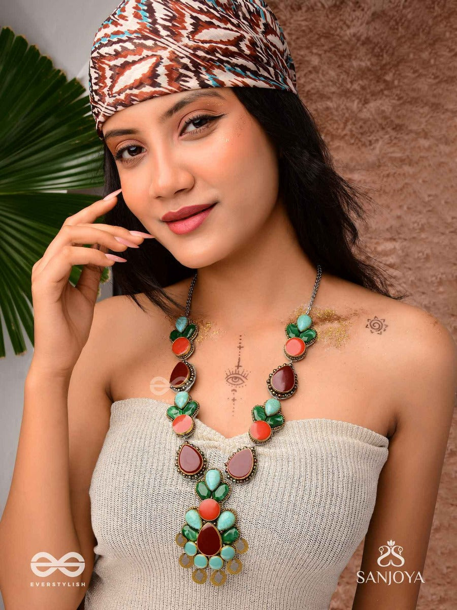 Tarunamala-Youthful Garland-Statement Chunky Multicolored Gemstones Necklace