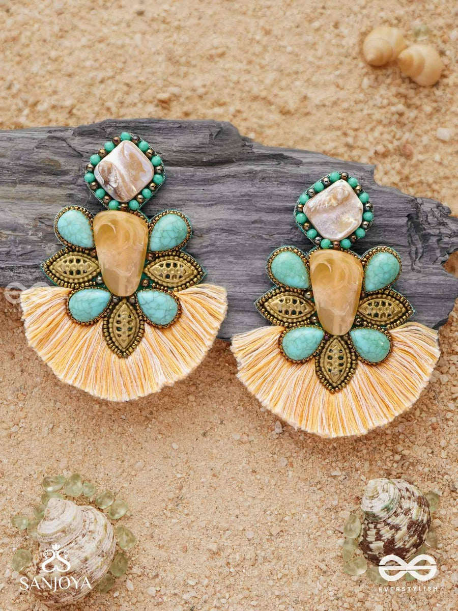 Kancisikha-Tassel Glow Earrings-Blend Of Gemstones,Beads And Bohemian Macrame Fringes For A Free-Spirited Look.