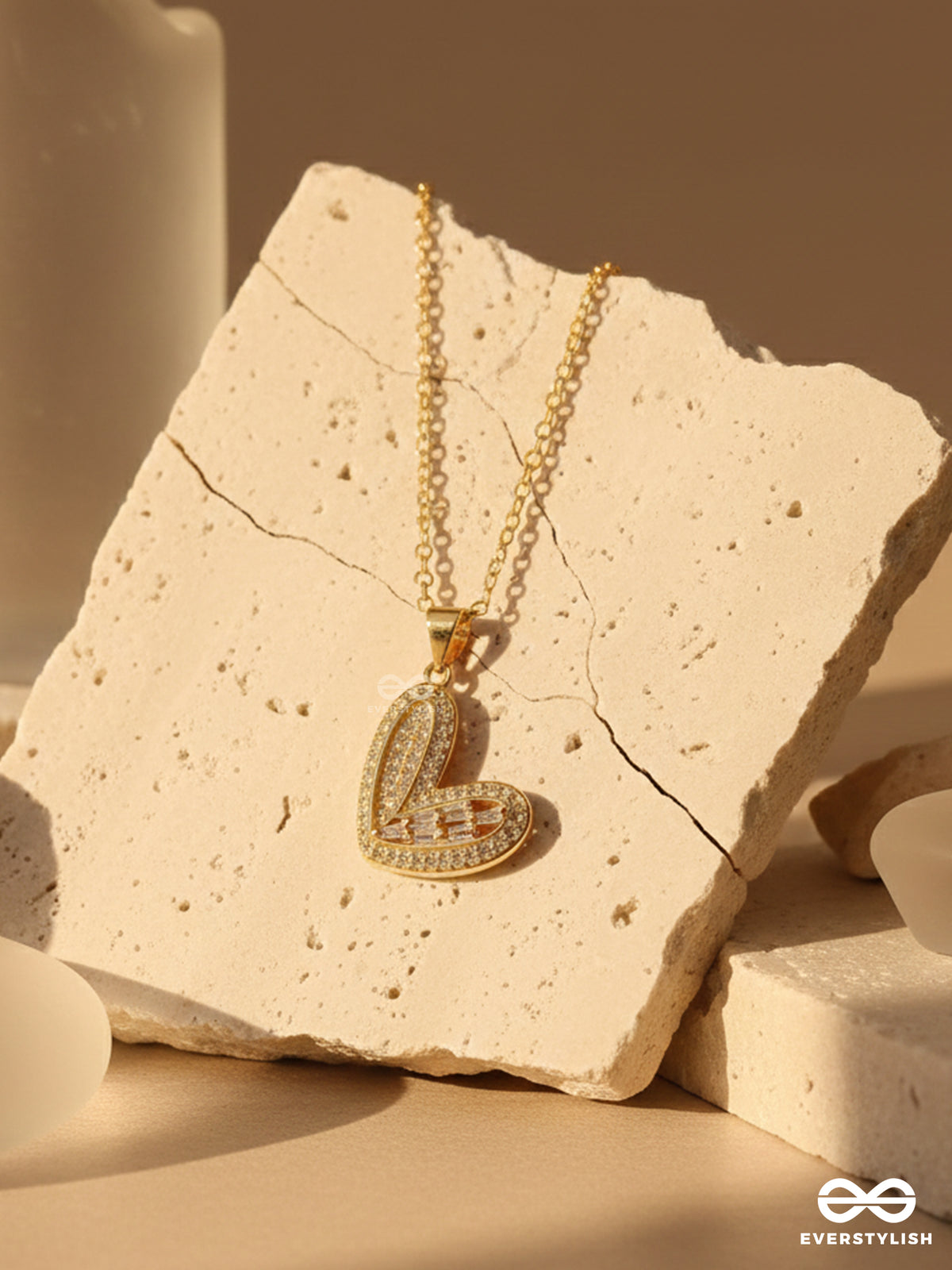 Deeply Infatuated - 18K Gold Plated Anti-Tarnish Heart-Shaped Pendant Necklace With Cubic Zirconia Stones