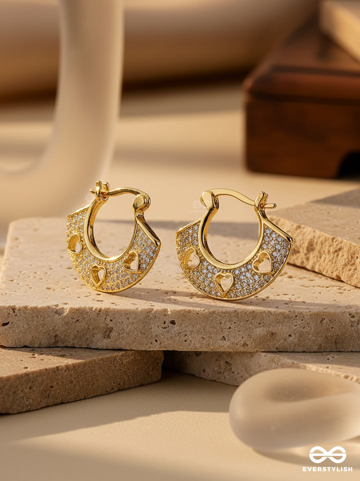 Vintage Whimsy - Dainty 18K Gold Plated Anti-Tarnish Earrings Inlaid With Cubic Zicronia Stones