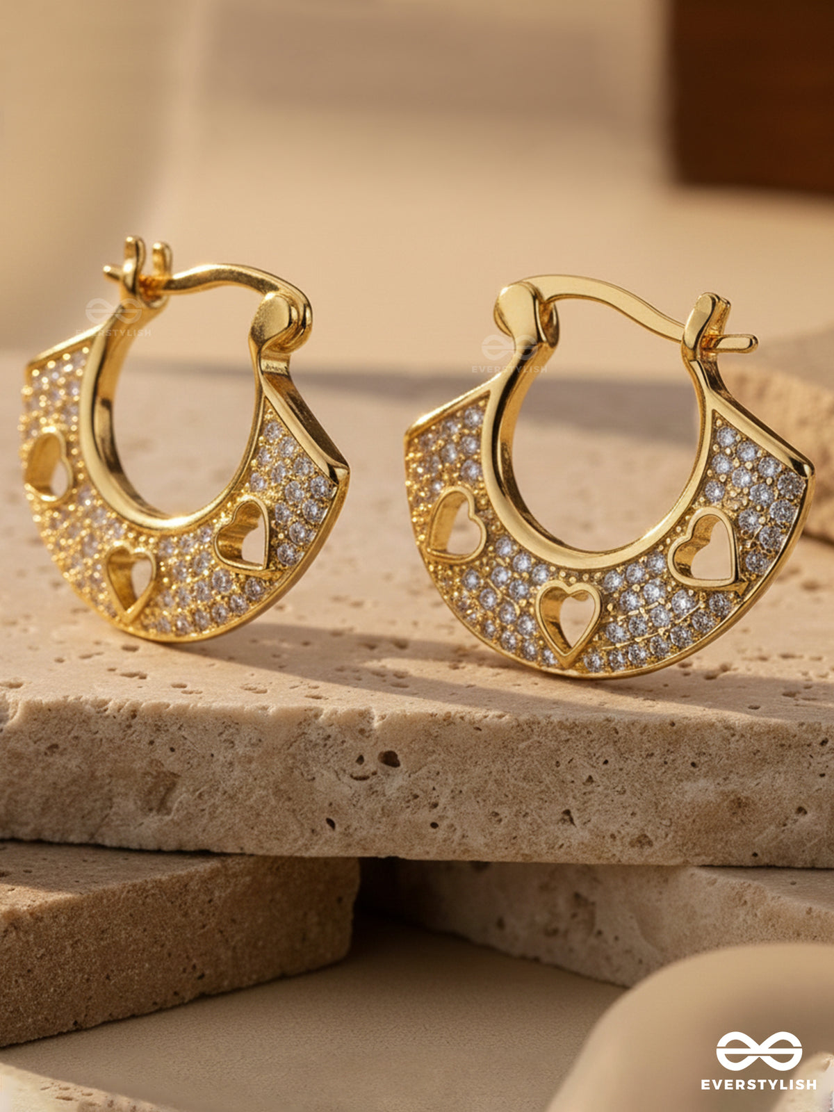 Vintage Whimsy - Dainty 18K Gold Plated Anti-Tarnish Earrings Inlaid With Cubic Zicronia Stones
