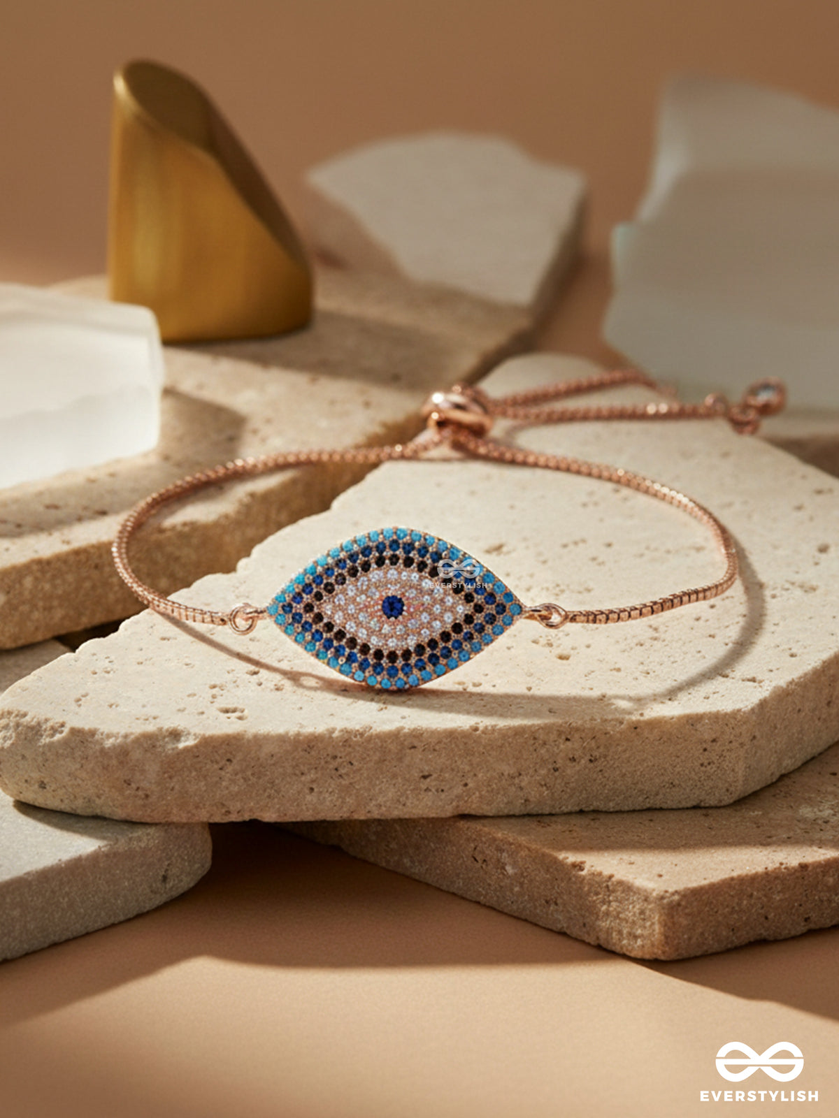 Celestial Vision - 18K Gold Plated Anti-Tarnish Chic Evil Eye Bracelet With Cubic Zicronia Stones