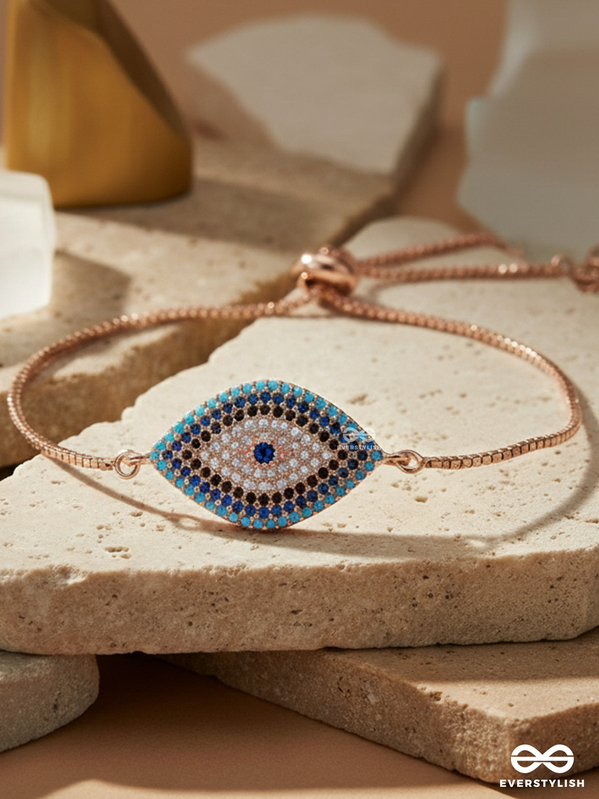 Celestial Vision - 18K Gold Plated Anti-Tarnish Chic Evil Eye Bracelet With Cubic Zicronia Stones