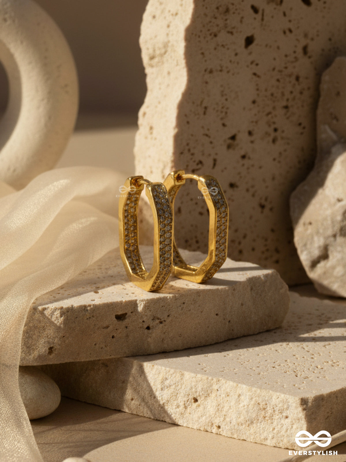 Dazzle Me - 18K Gold Plated Anti-Tarnish Earrings With Cubic Zirconia Stones