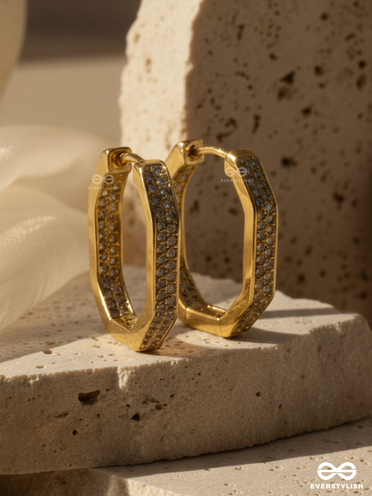Dazzle Me - 18K Gold Plated Anti-Tarnish Earrings With Cubic Zirconia Stones