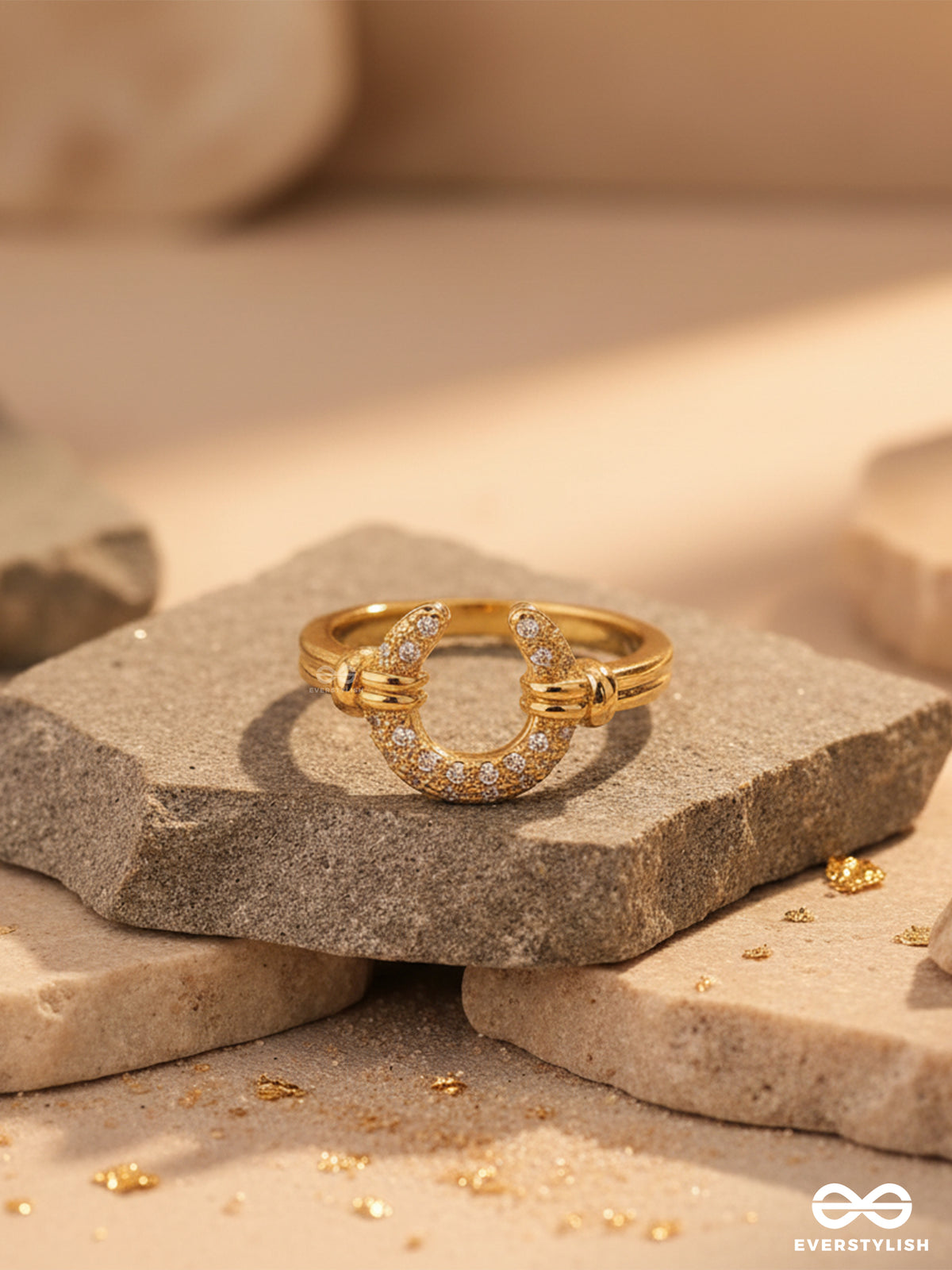 Moonlit Curve - 18K Gold Plated Anti-Tarnish Luxury Ring Inlaid With Cubic Zicronia Stones