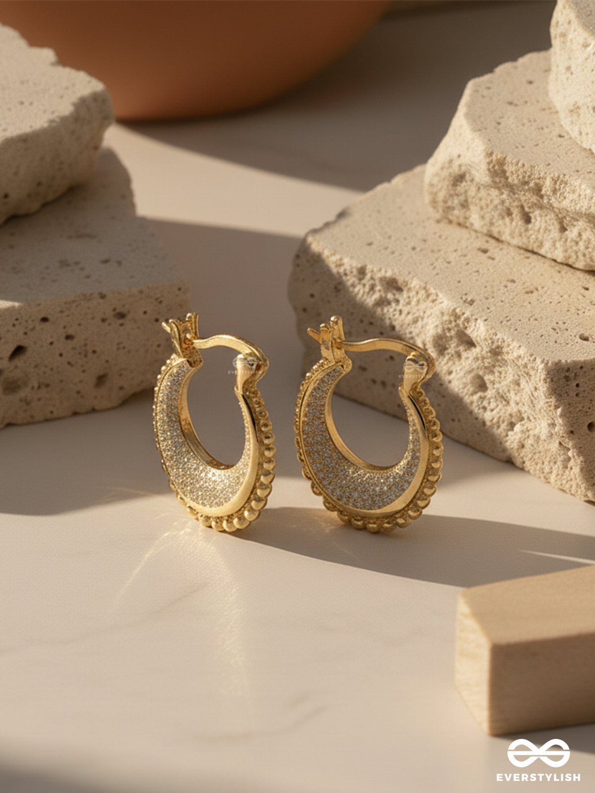 Opulent Curve - 18K Gold Plated Anti-Tarnish Earrings Inlaid With Cubic Zirconia Stones