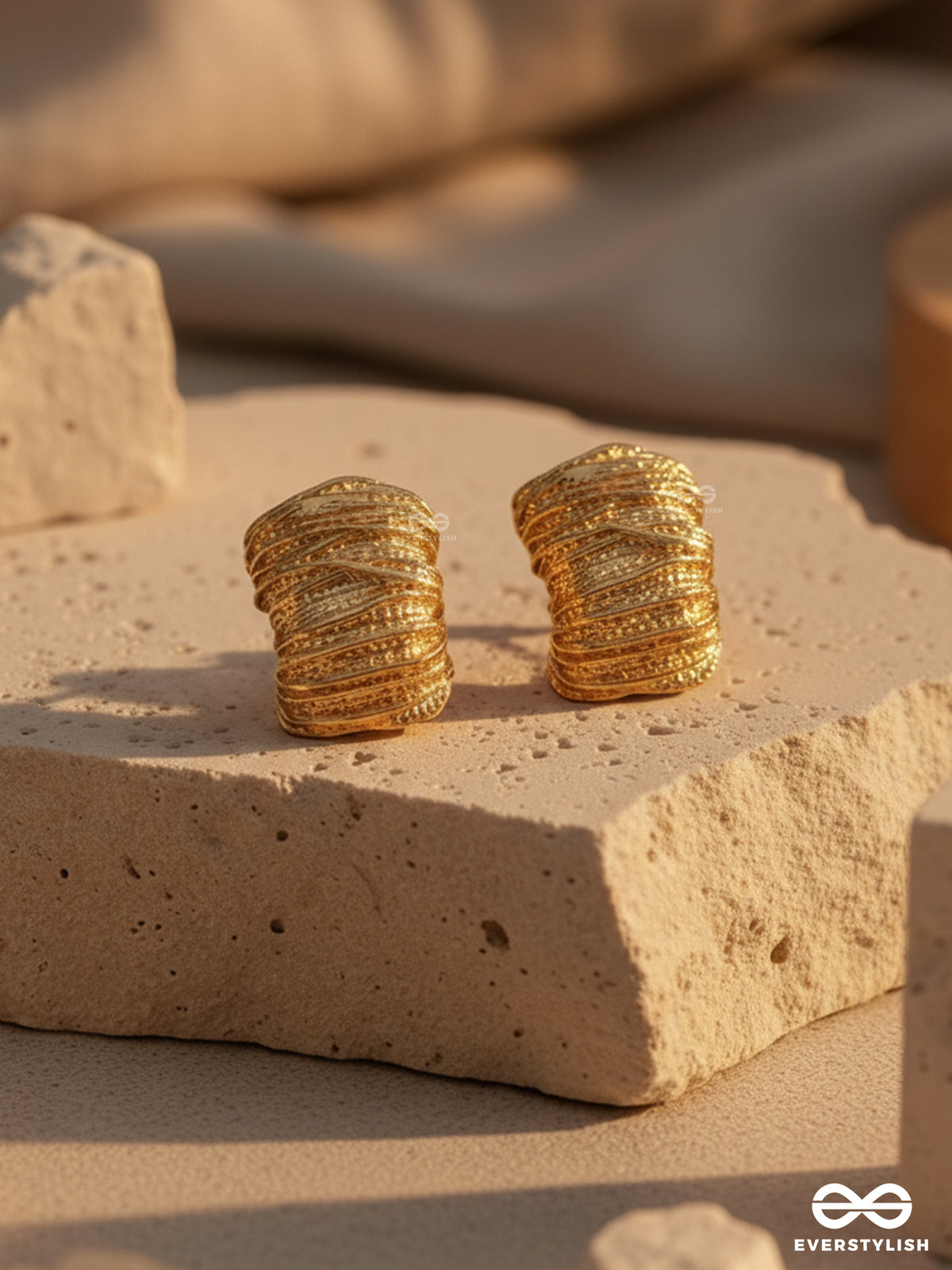 Gilded Mesh- 18K Gold Plated Anti-Tarnish Luxury Textured Earrings